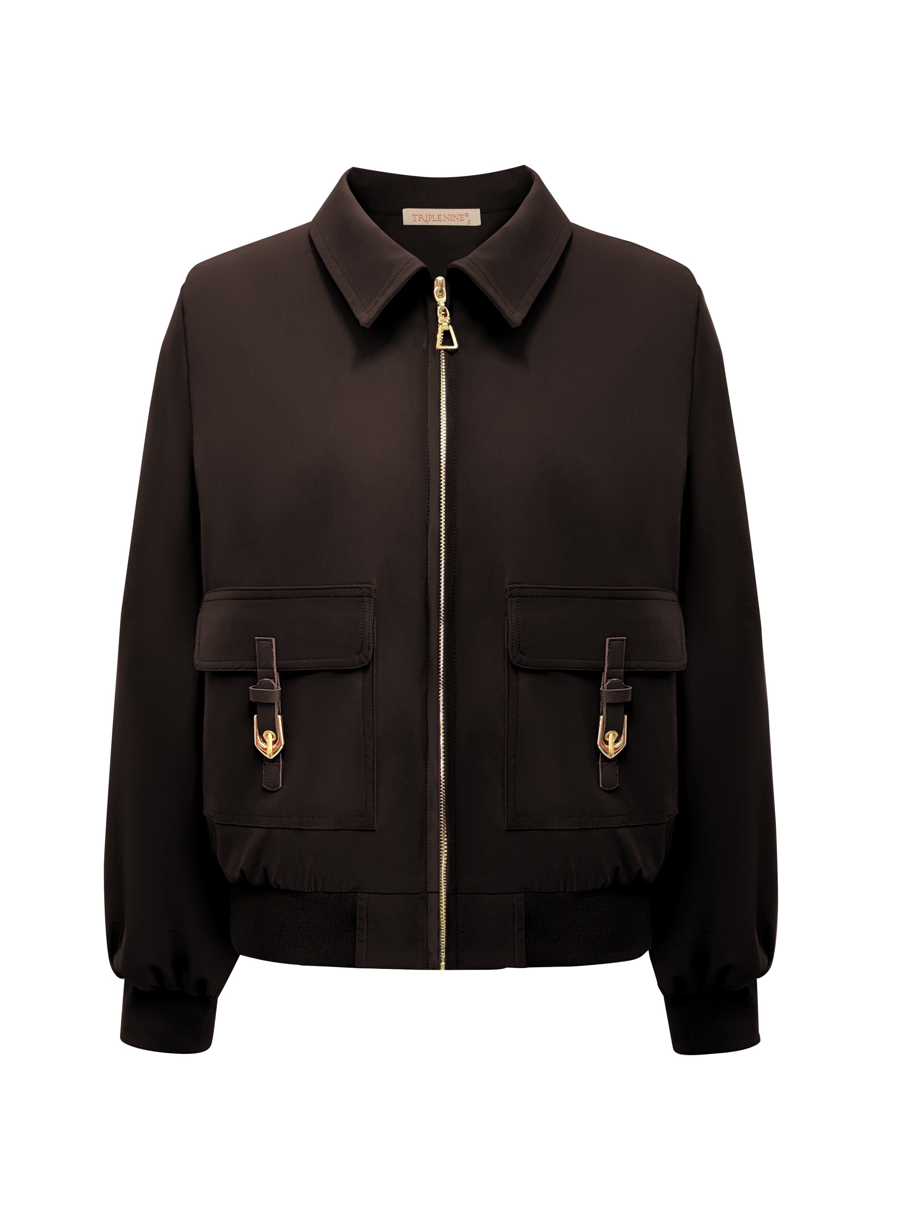 JA92423 Jacket Gold Zip D.Brown - voorkant